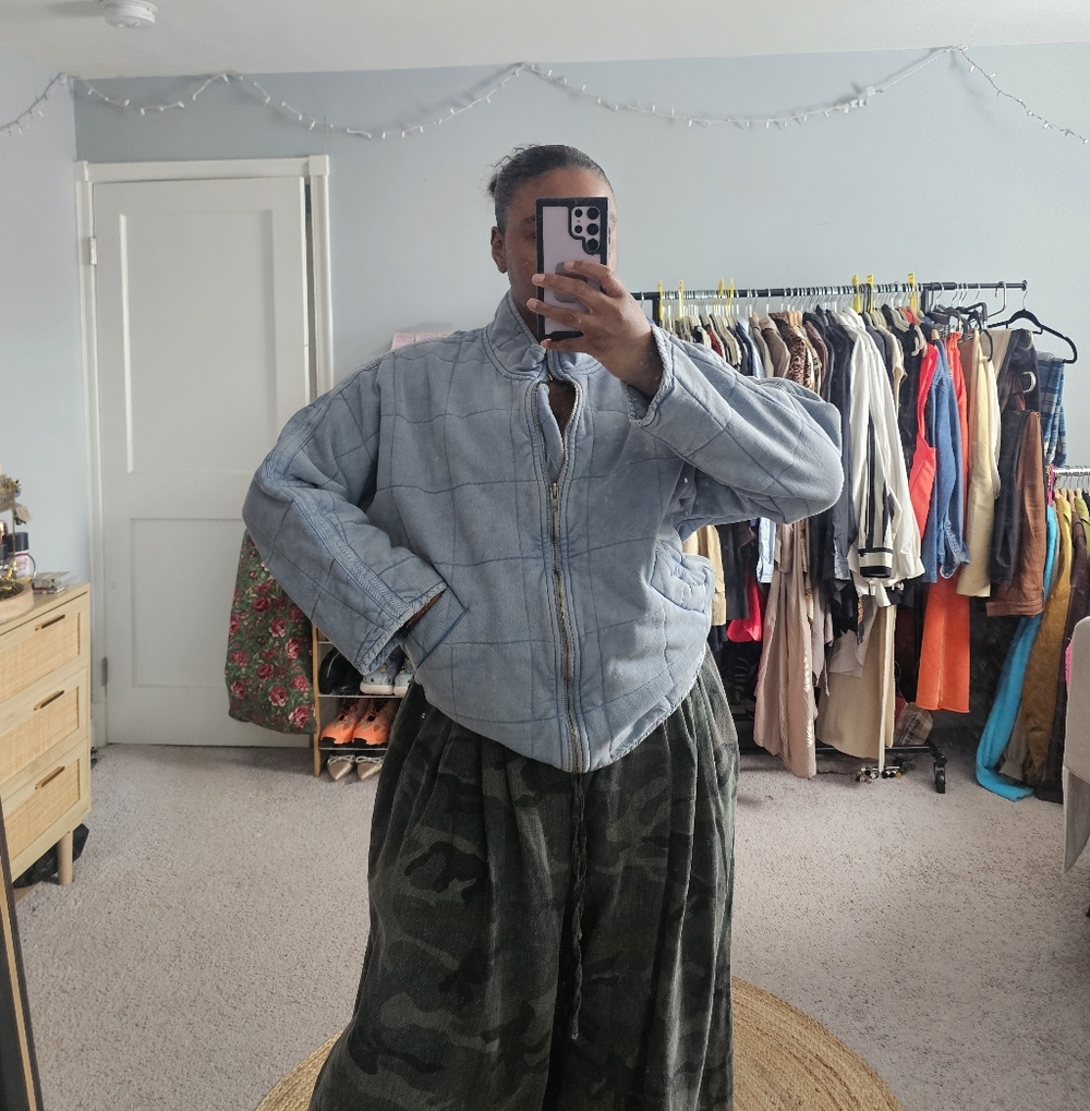 Free People Dolman Quilted Jacket, Light Blue - Picture 2 of 10